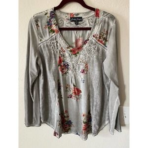Gretty Queger Women's Floral Print Long Sleeve Top Size L
